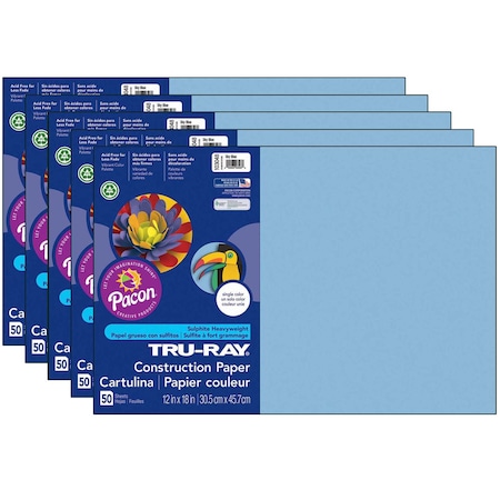 Pacon Tru-Ray Construction Paper, Sky Blue, 12x18in, PK250 P103048